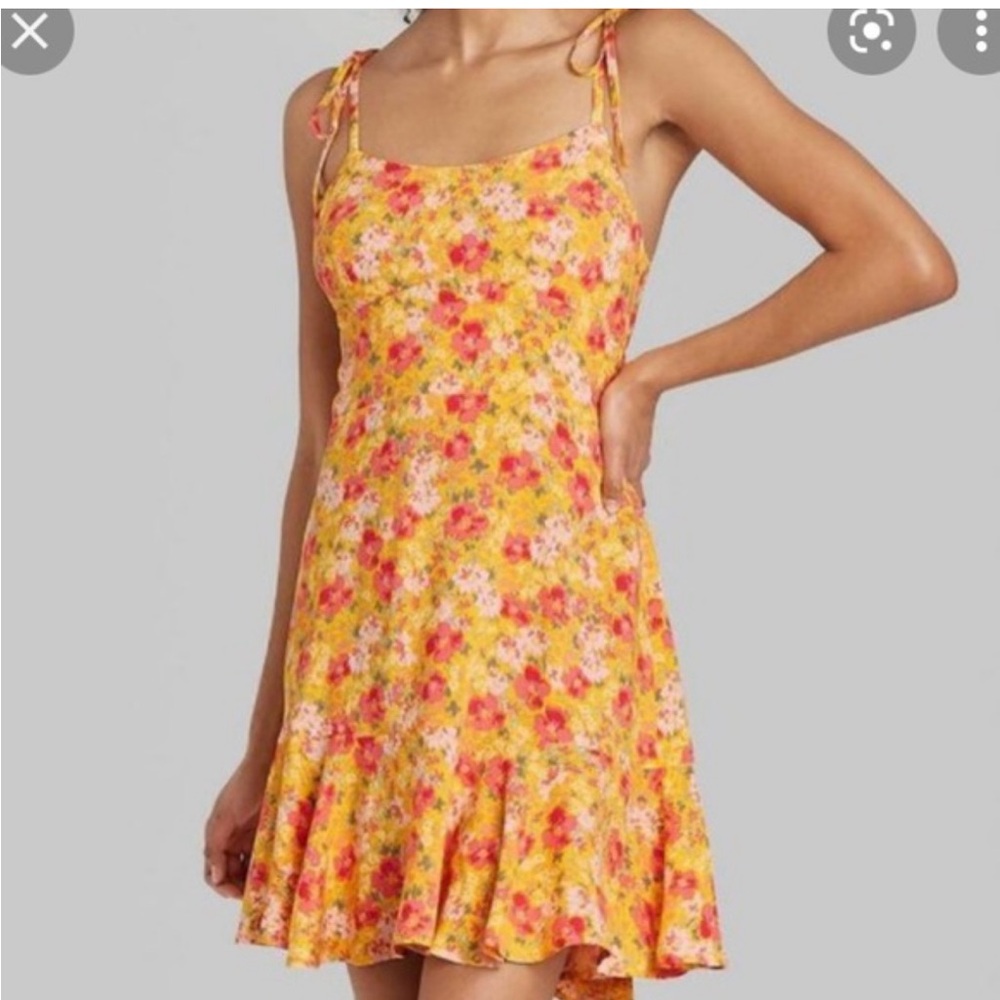 WILD FABLE WOMENS DRESS, YELLOW & ORANGE FLORAL, size large